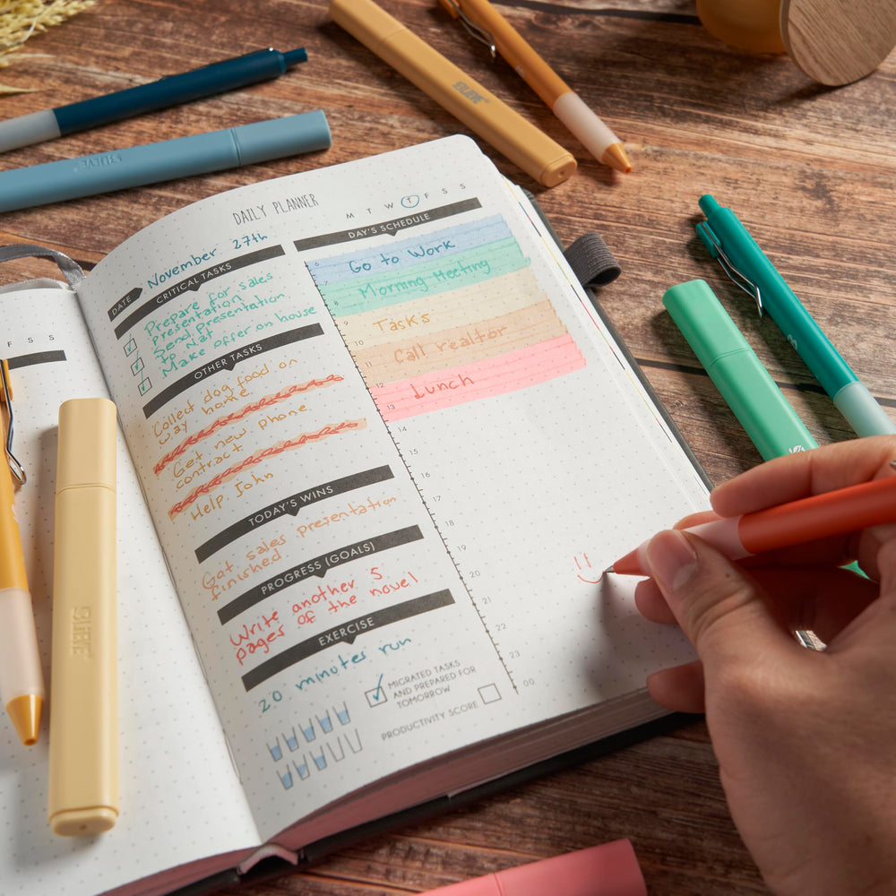BLIEVE flat-marking highlighters stay put and avoid rolling.