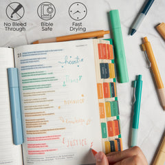 BLIEVE no-bleed highlighters dry quickly to protect pages.