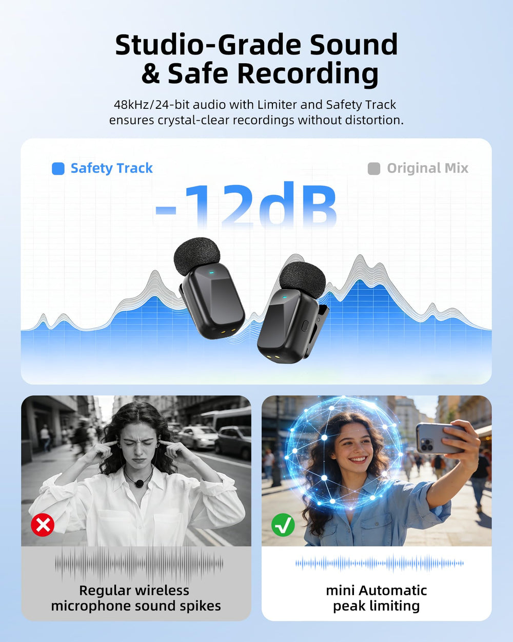 Blinfada 328ft wireless range outdoor filming enables flexible setups.