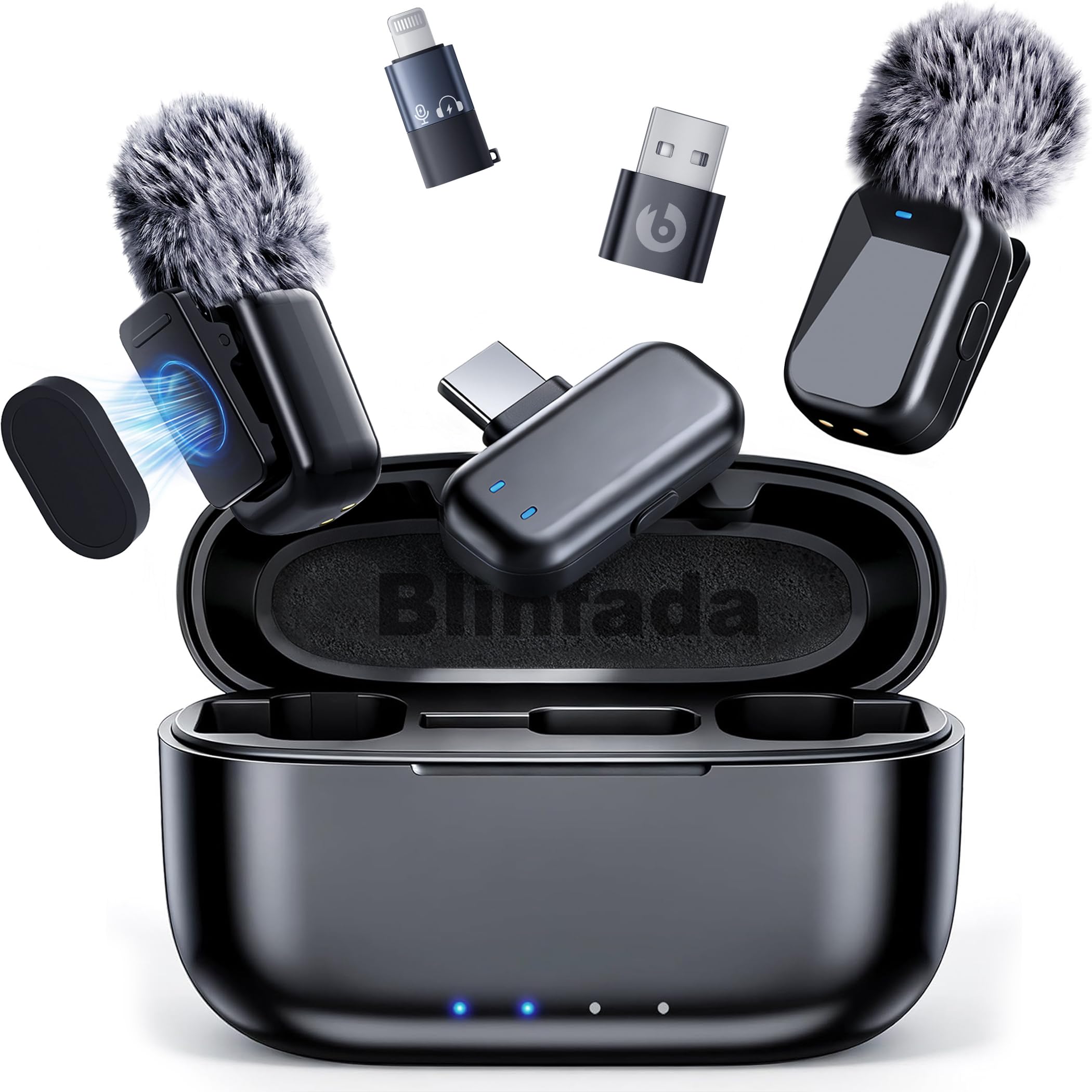 Blinfada mini lavalier mic with iPhone setup delivers crisp wireless audio on the go.