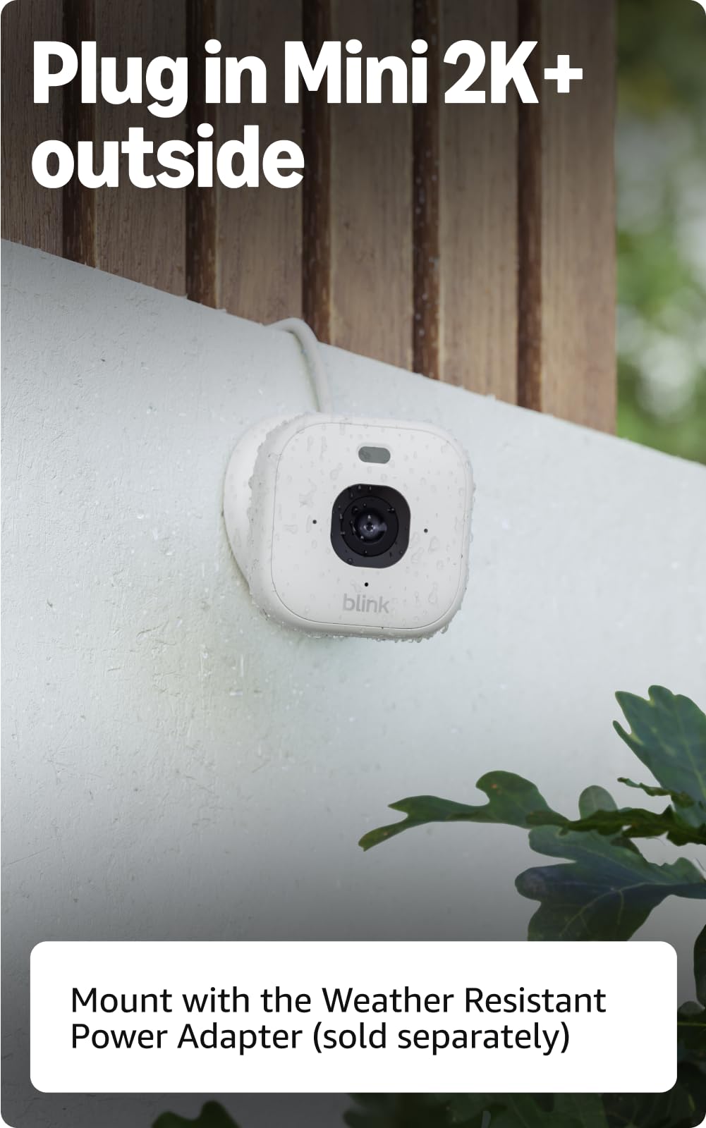 Blink Mini 2K+ indoor setup with optional outdoor use via weather adapter.