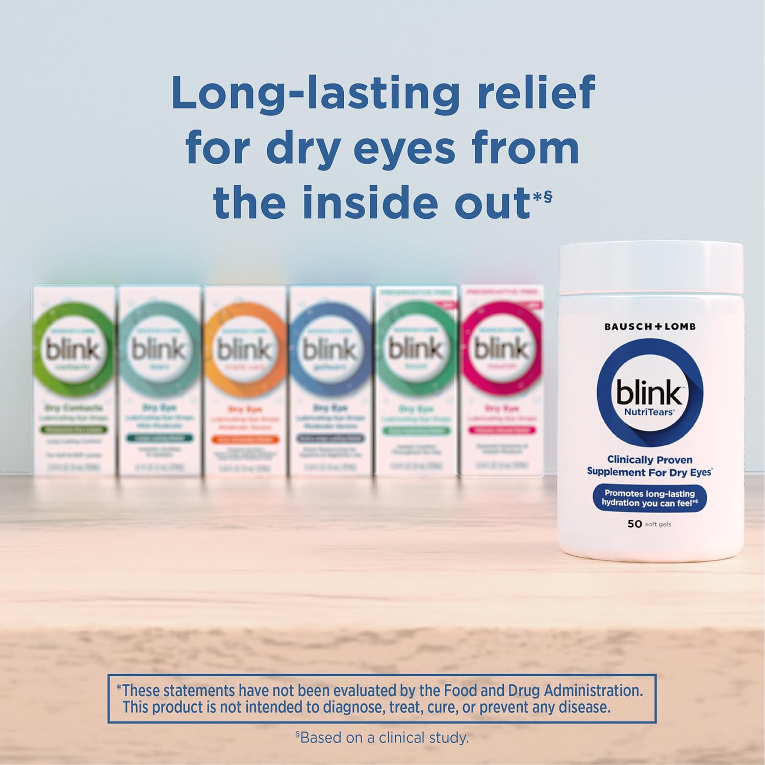 Blink NutriTears vitamin D and curcumin blend as part of the formula.