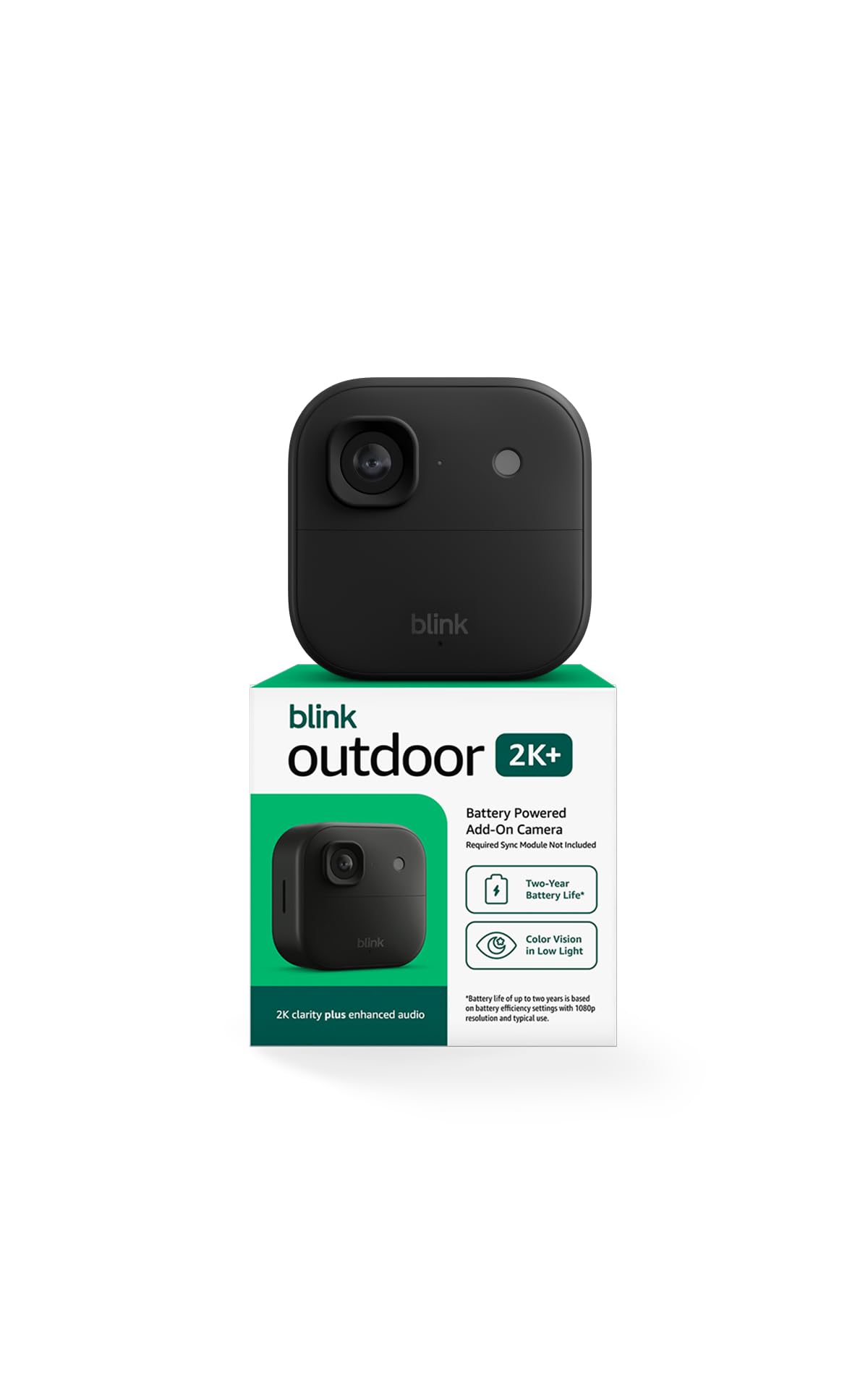 Blink Outdoor 2K+ camera front view for home security with crisp detail