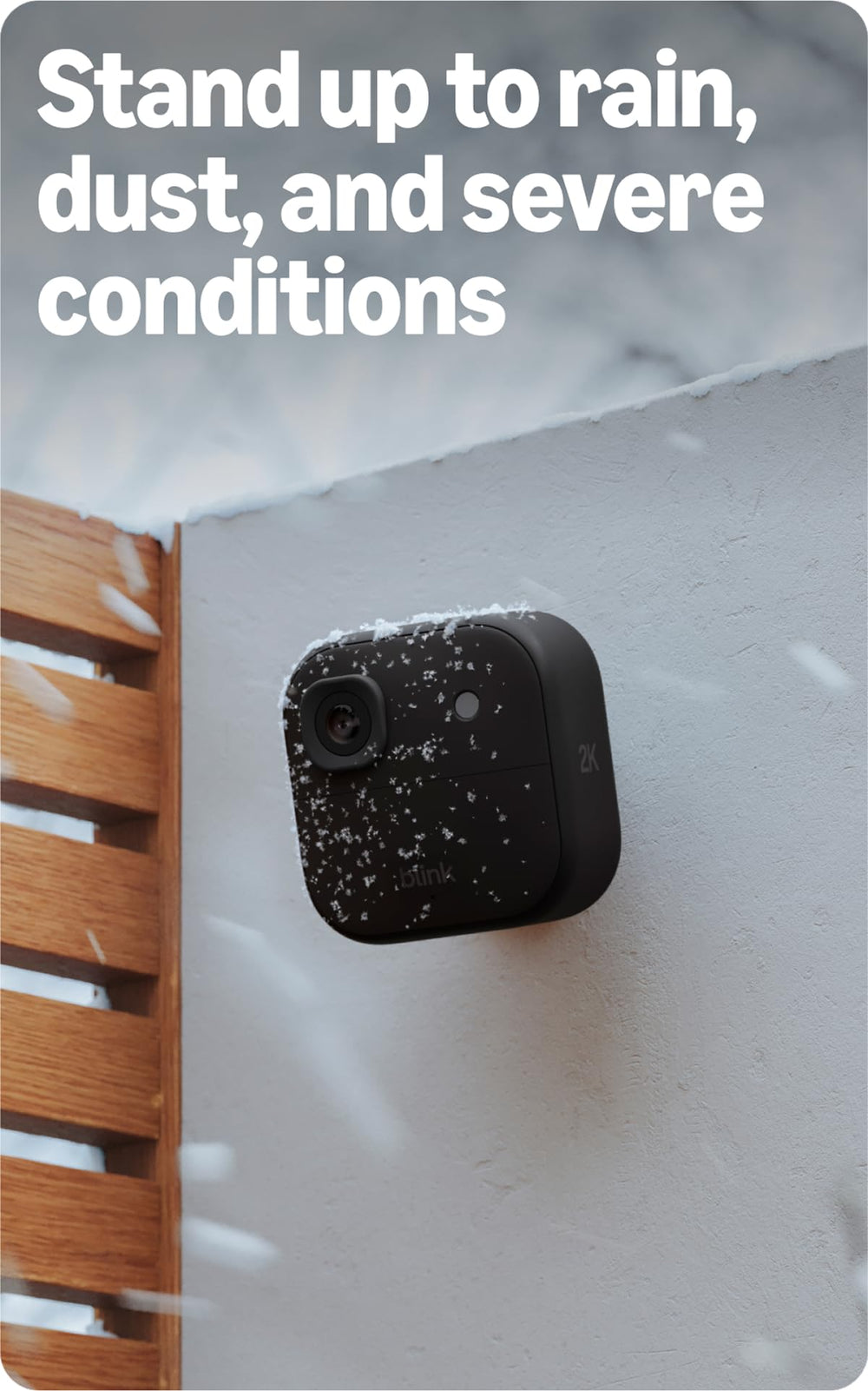 Blink Outdoor 2K+ two-way audio enables clear conversations from anywhere with reduced noise.