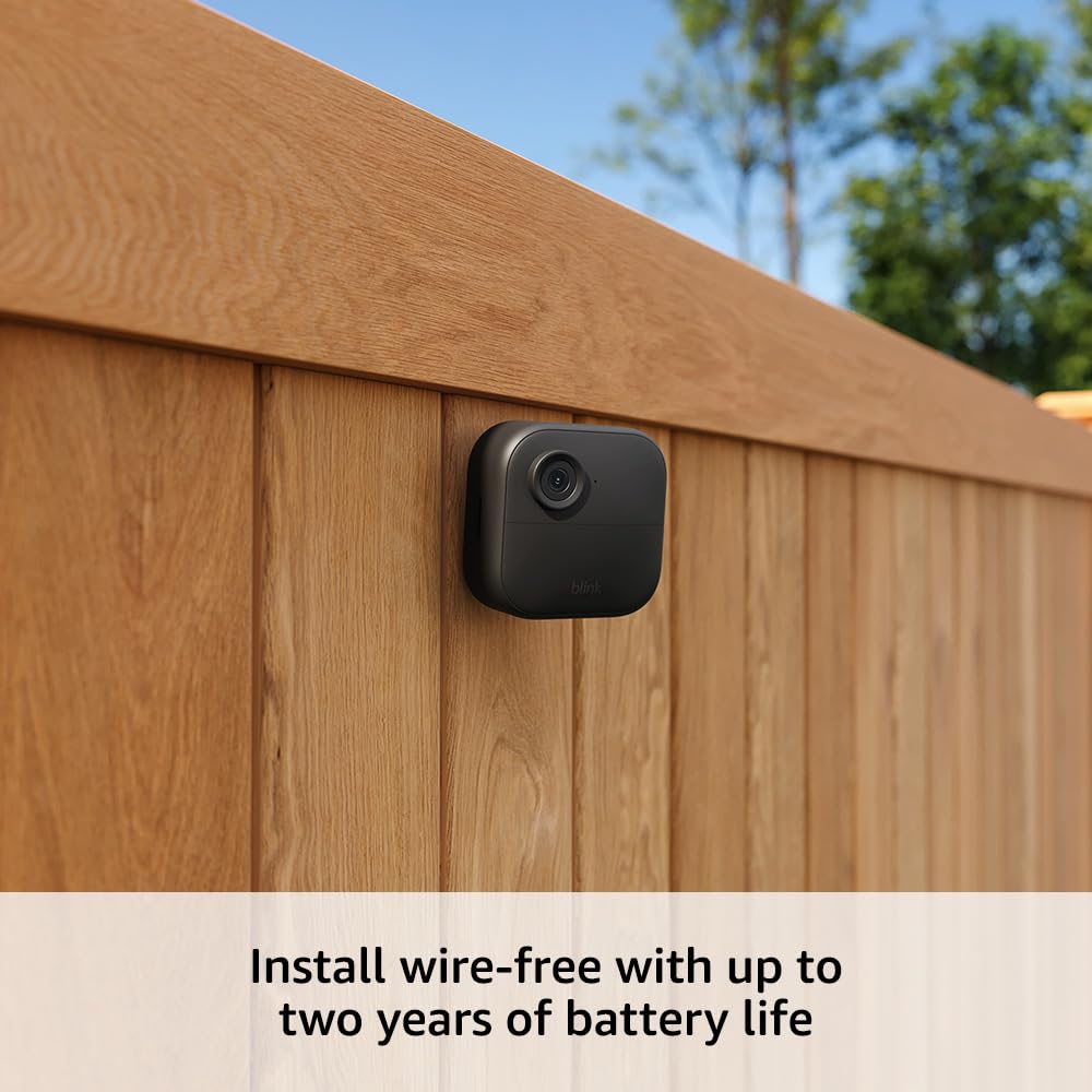 Blink Outdoor 4 two-year battery life emphasizes long, maintenance-free operation.