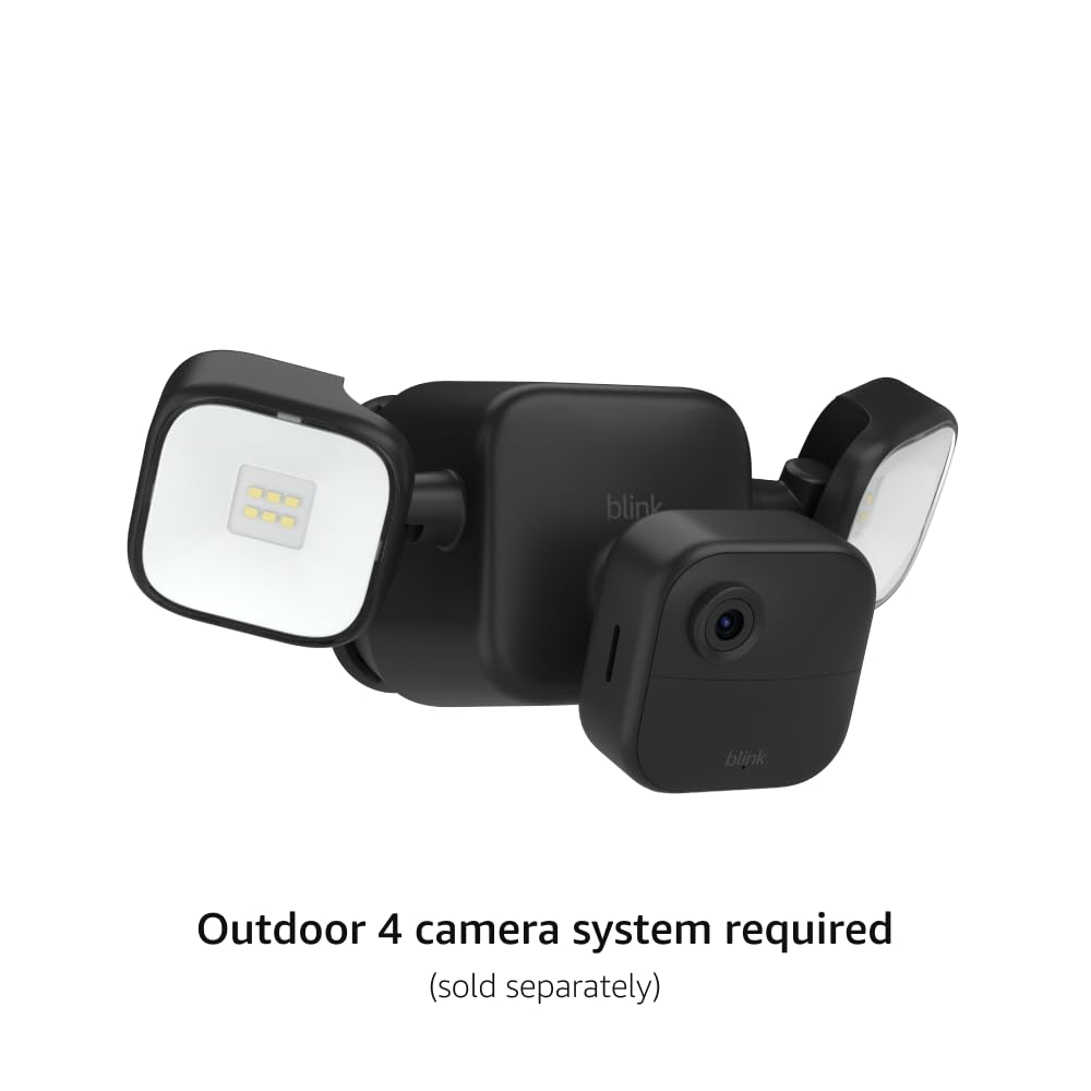 Blink Outdoor Floodlight Mount's motion-activated LED lights illuminate driveways at night.