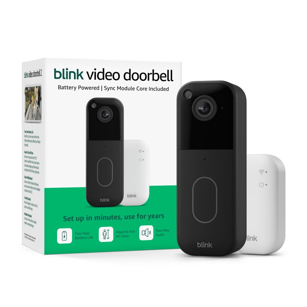 Blink Video Doorbell newest model head-to-toe view for comprehensive doorstep monitoring.