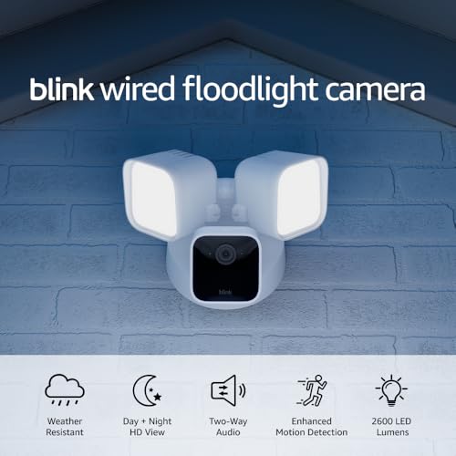 Blink Wired Floodlight Camera Alexa compatibility enables hands-free viewing and control.