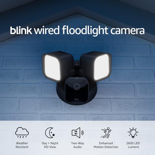 Blink Wired Floodlight Camera Alexa compatibility enables hands-free monitoring with voice commands