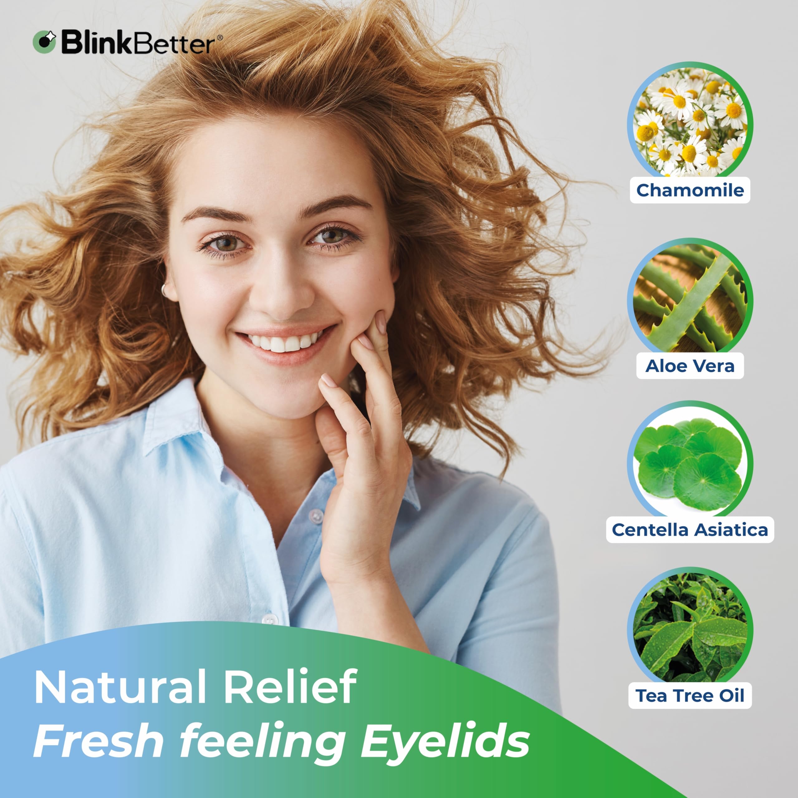 BlinkBetter dual-textured wipe shows soft cleansing side for debris removal.