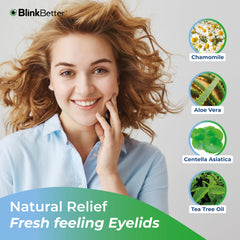 BlinkBetter dual-textured wipe shows soft cleansing side for debris removal.
