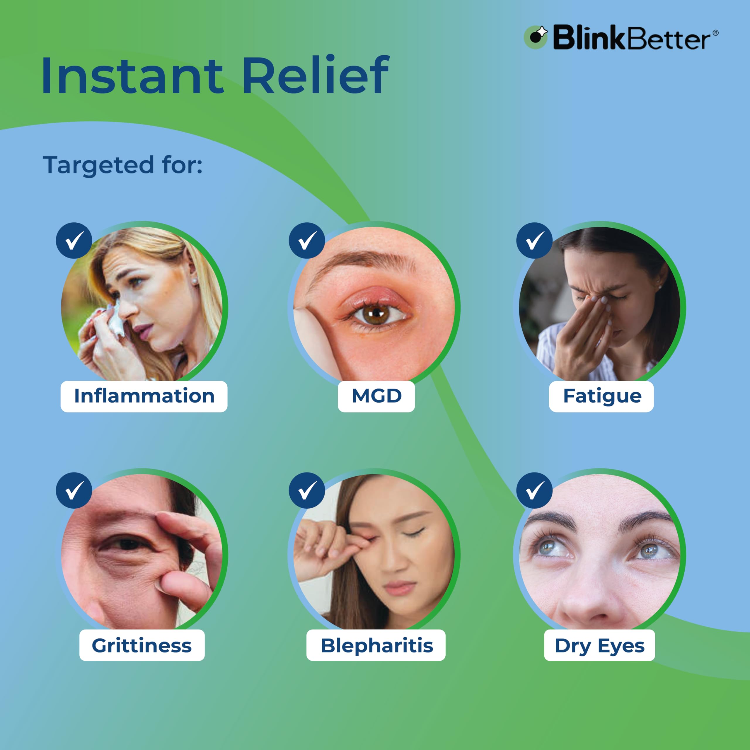 BlinkBetter textured wipe demonstrates thorough eyelid cleansing.