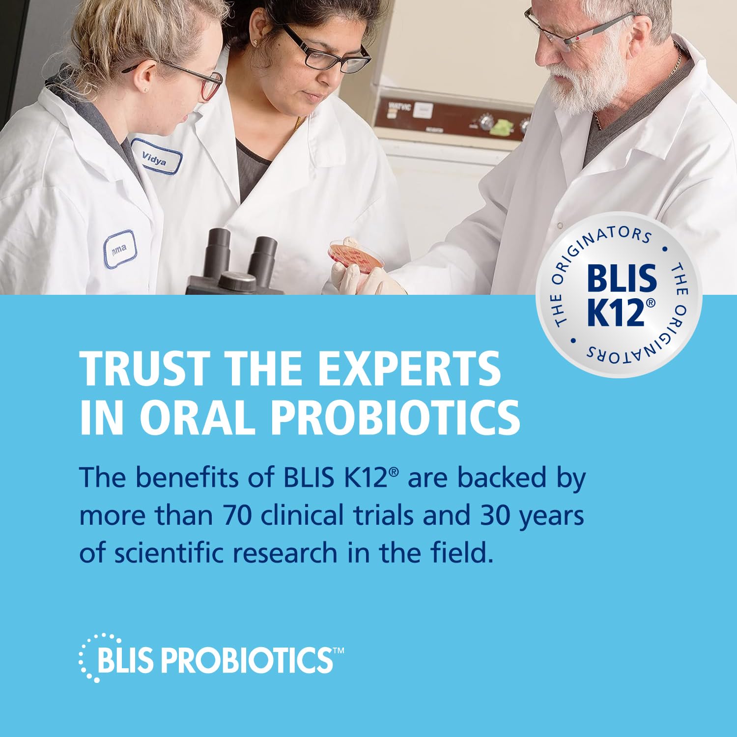 BLIS ThroatHealth product badge signals quality and science-backed probiotic support.