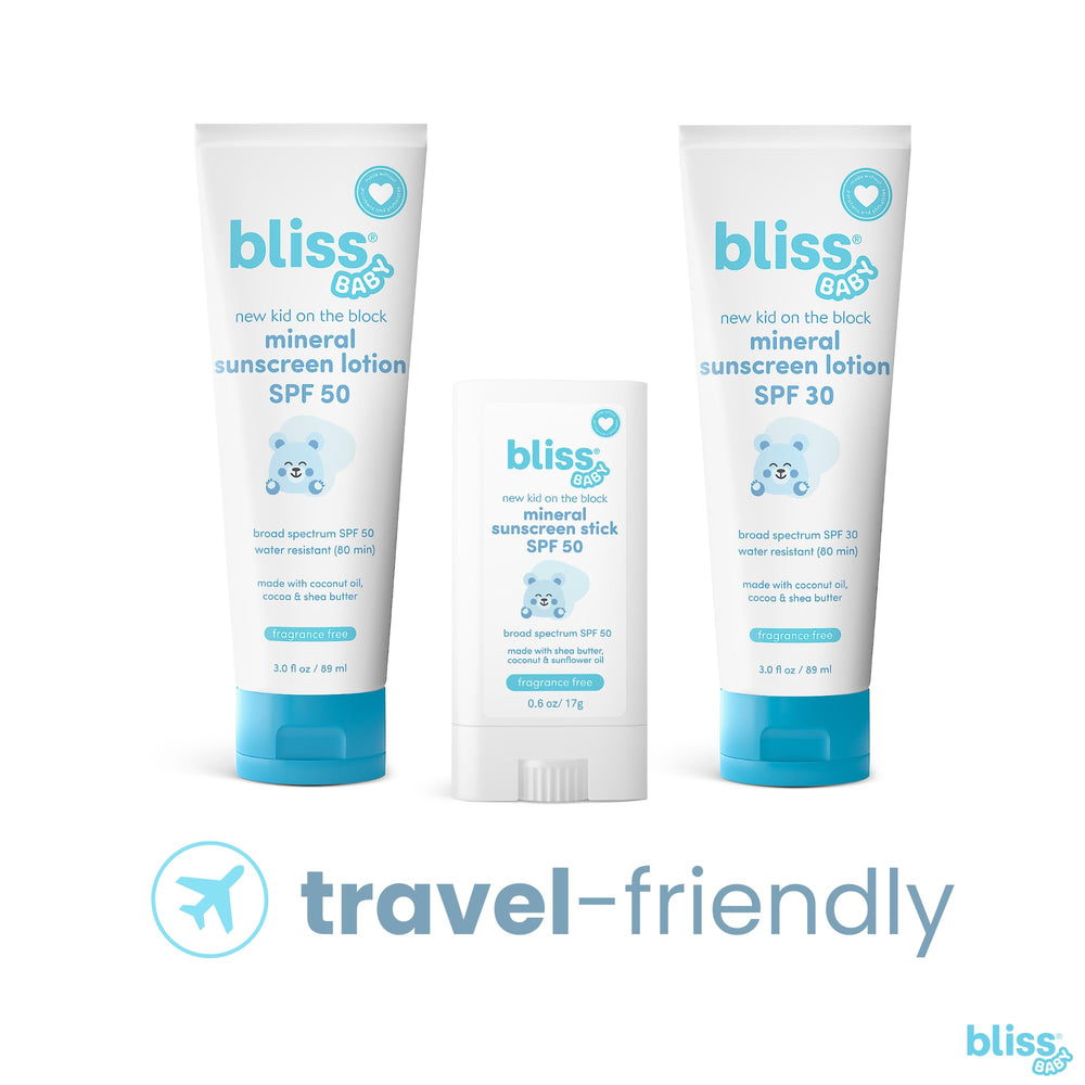 Bliss family-friendly mineral sunscreen suitable for babies, kids, and adults.