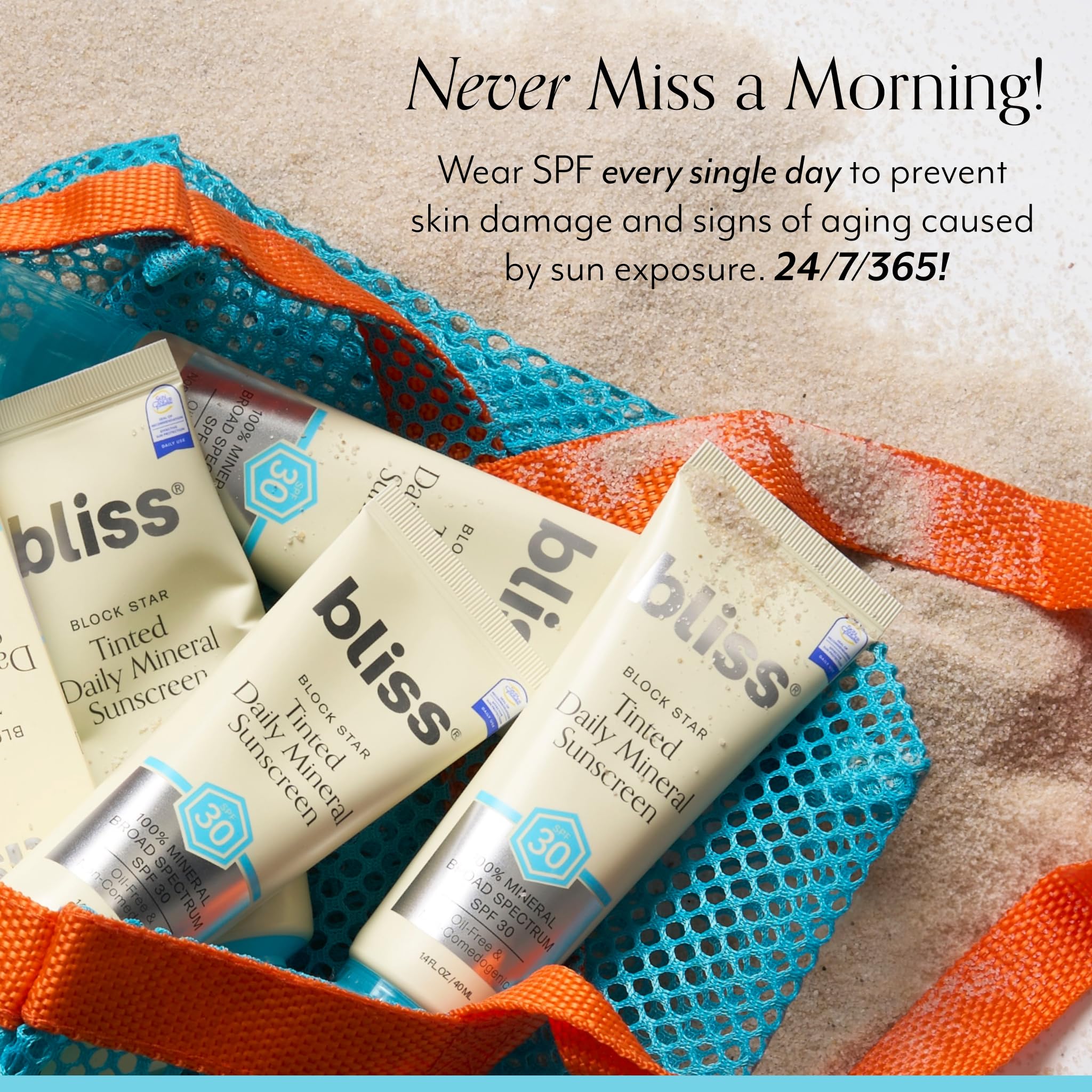 Bliss Block Star SPF 30 tinted coverage enhances complexion subtly.