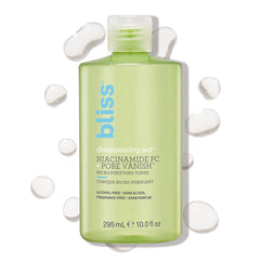 Bliss Disappearing Act Toner bottle closeup for instant pore minimization