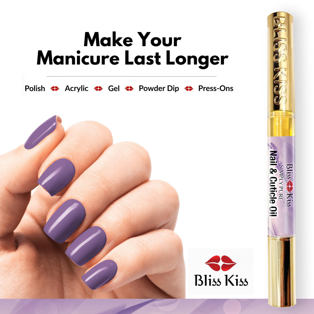 Bliss Kiss compact nail care pen fits in bag or desk.