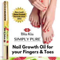 Bliss Kiss cuticle oil pen application closeup supports smooth, hydrated nails.
