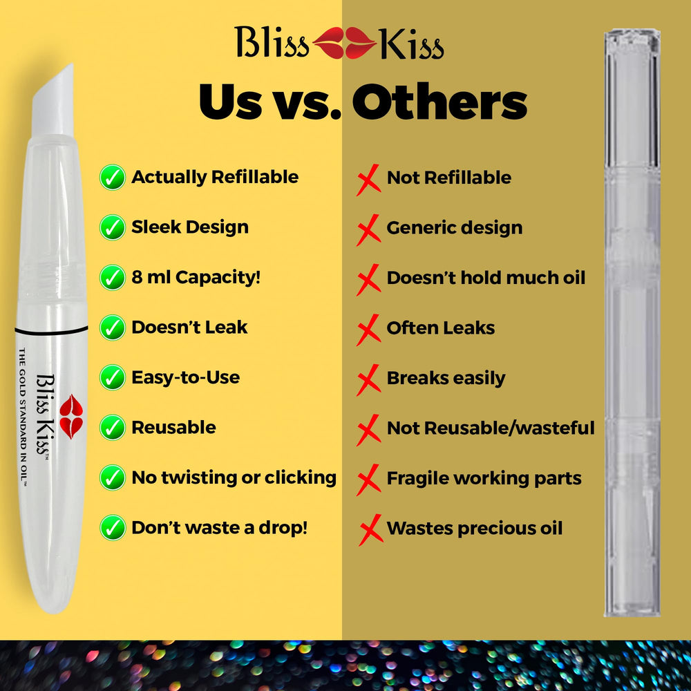 Bliss Kiss empty nail oil pen ready to fill with your oil.
