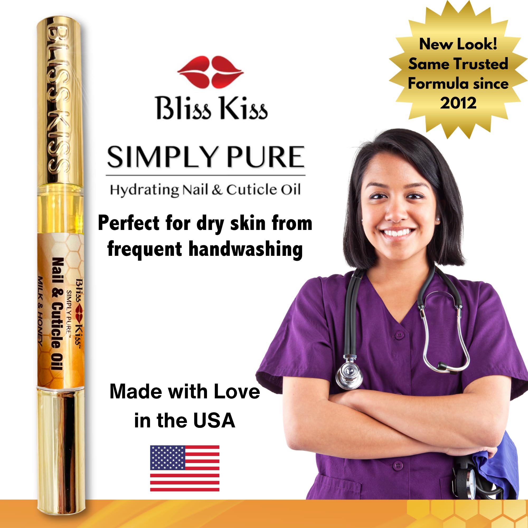Travel-ready Bliss Kiss Milk & Honey cuticle oil pen for on-the-go hydration