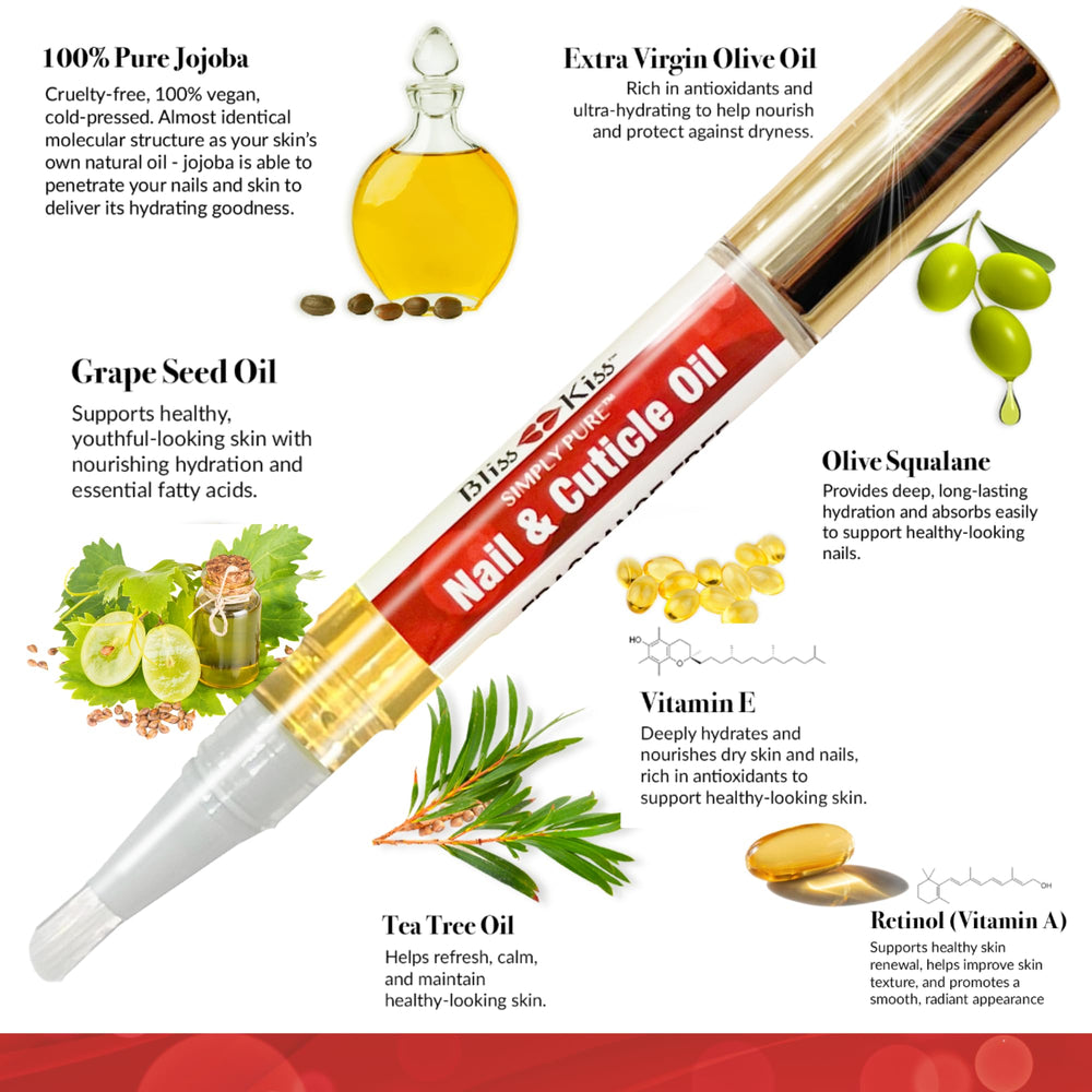 Bliss Kiss travel-friendly nail care pen for on-the-go moisturizing.