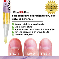 Bliss Kiss vitamin E and jojoba formula nourishes nails.