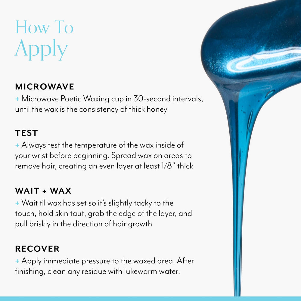 Bliss Poetic Waxing Kit ingredients feature apricot oil and chamomile for comfort.