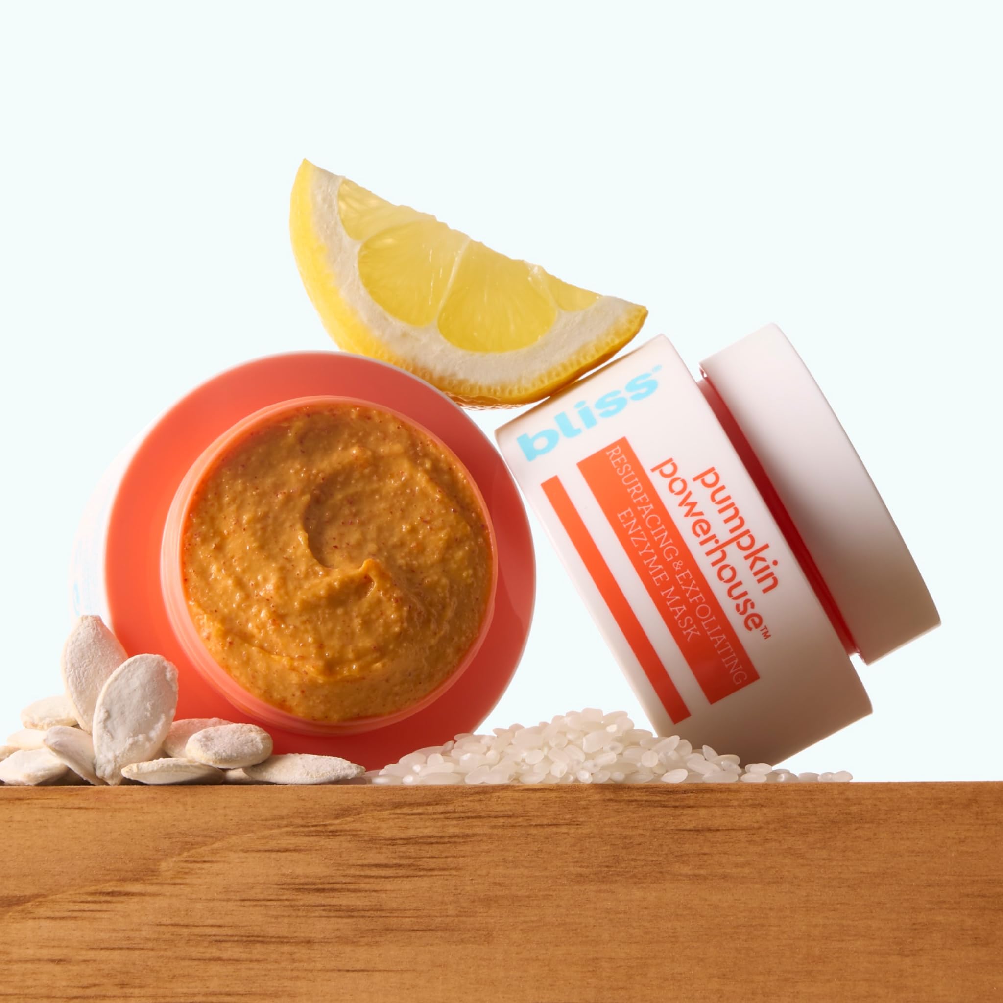 Bliss Pumpkin Powerhouse lemon-rice-powder hints at gentle exfoliation