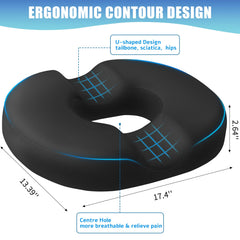BlissTrends donut pillow front view shows ergonomic design reducing hip pressure.
