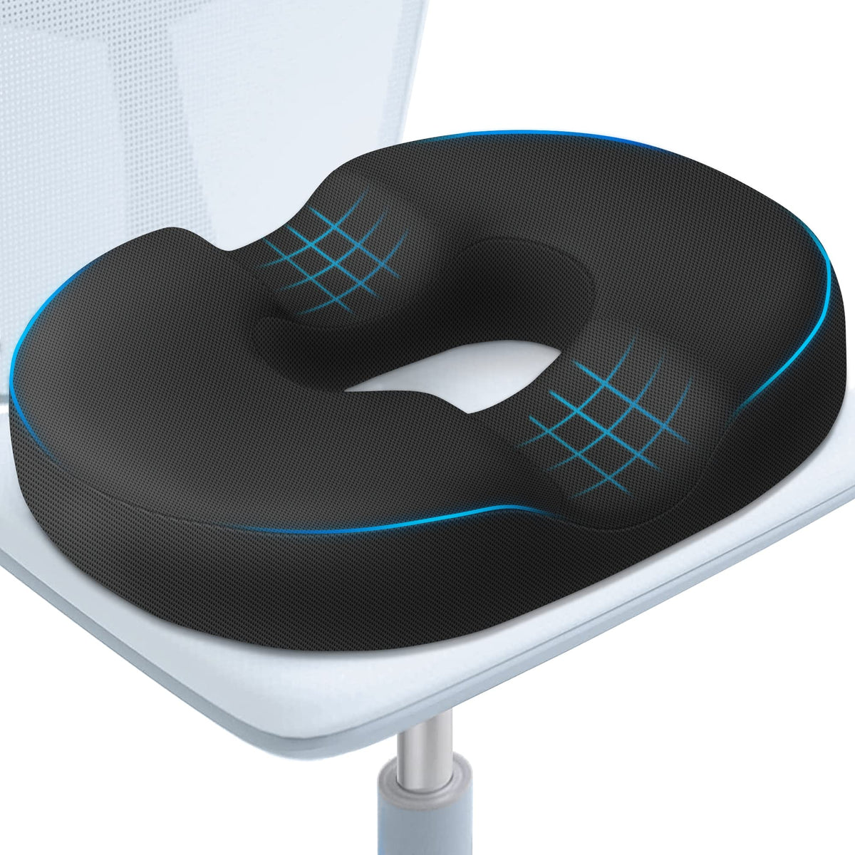 BlissTrends donut pillow seat cushion top view, ergonomic comfort.