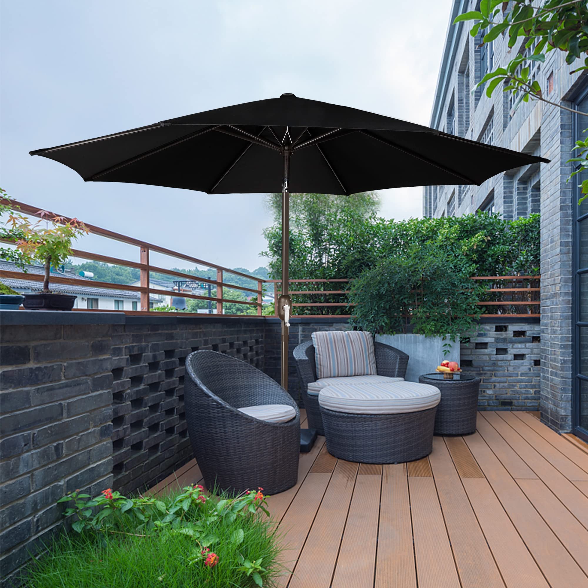 Blissun push-button tilt enables quick sun-angle control.