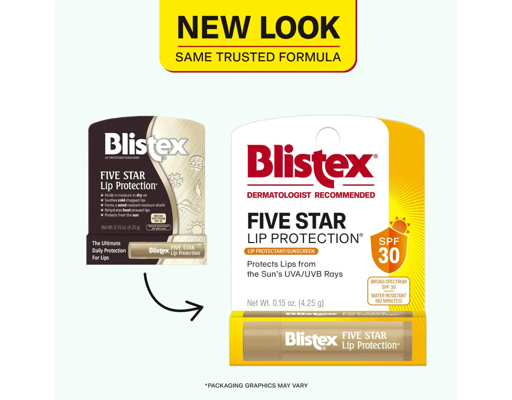 Three-tube Blistex protection pack shown for on-the-go lip care
