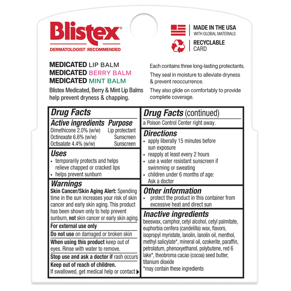 Blistex Medicated Lip Balm SPF 15 image highlights outdoor lip protection.