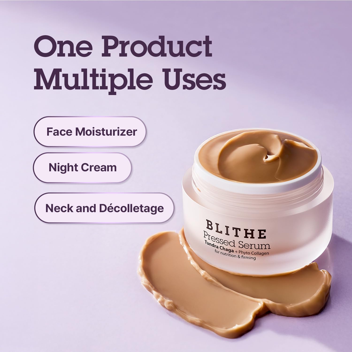 BLITHE Pressed Serum Tundra Chaga night routine setup.
