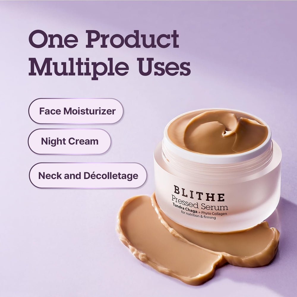 BLITHE Pressed Serum Tundra Chaga night routine setup.