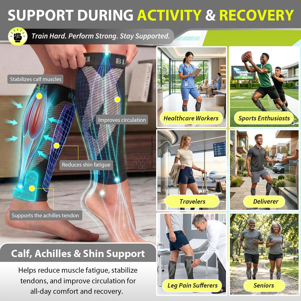 BLITZU calf sleeve kinesiology strips for targeted relief