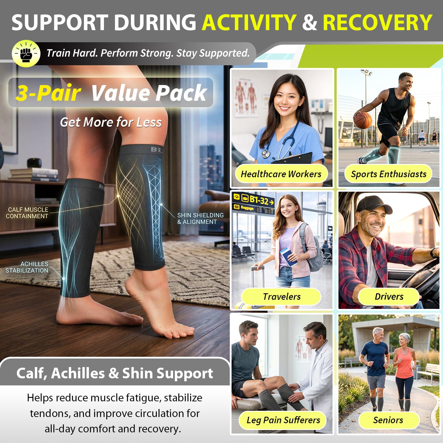 BLITZU footless compression sleeve during running for improved circulation