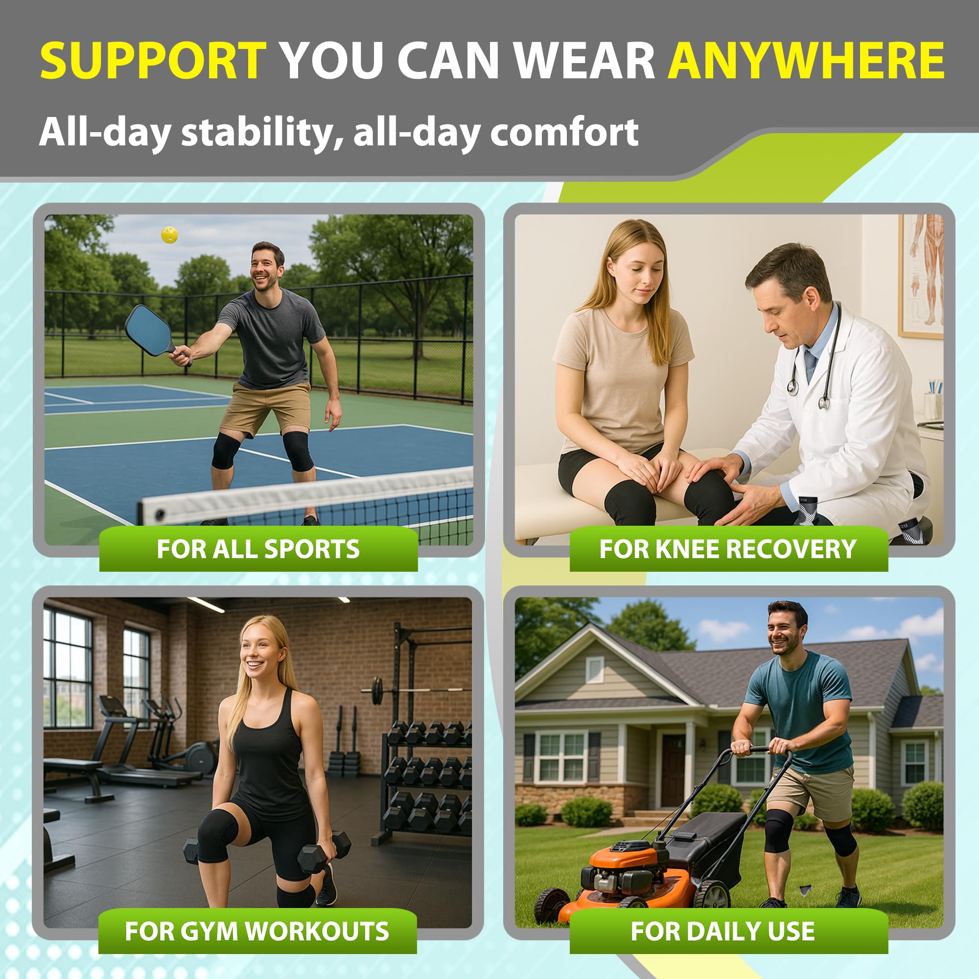 BLITZU knee brace size chart helps find the perfect, customizable fit.