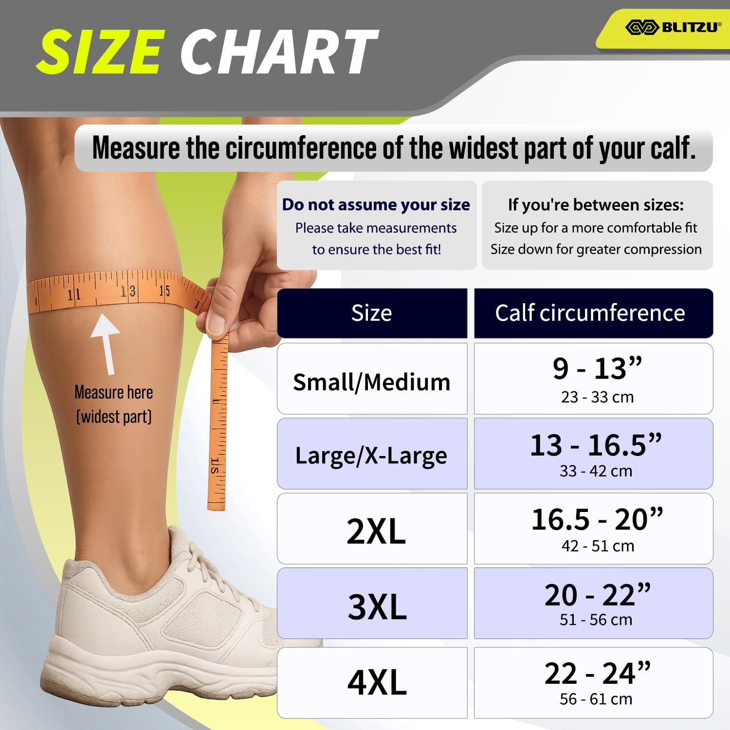 BLITZU leg compression sleeve with rotation-friendly design
