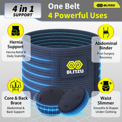 BLITZU Umbilical Hernia Belt side profile highlighting a low-profile design under clothing.