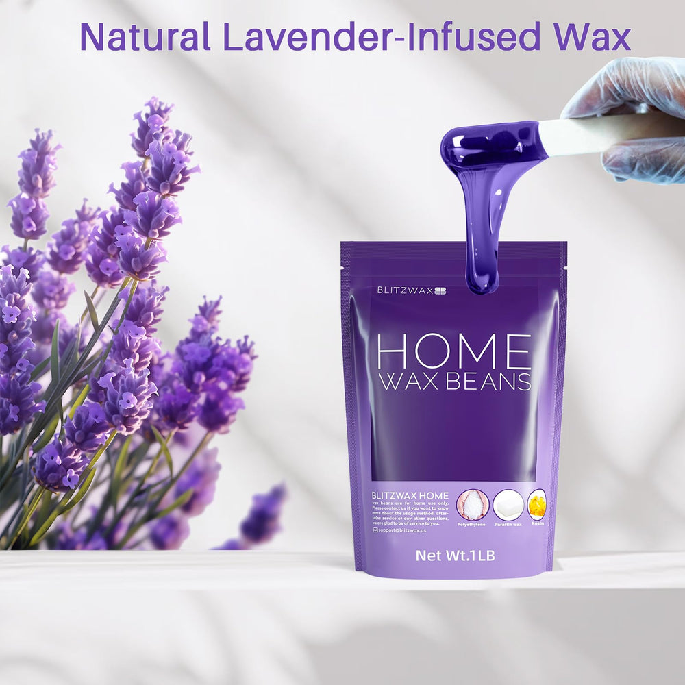 BLITZWAX Lavender beads melting at a flexible temperature for comfortable waxing.