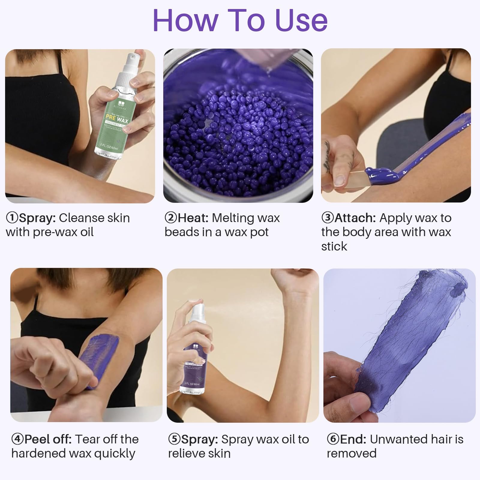 BLITZWAX Lavender beads for underarms waxing with comfort.