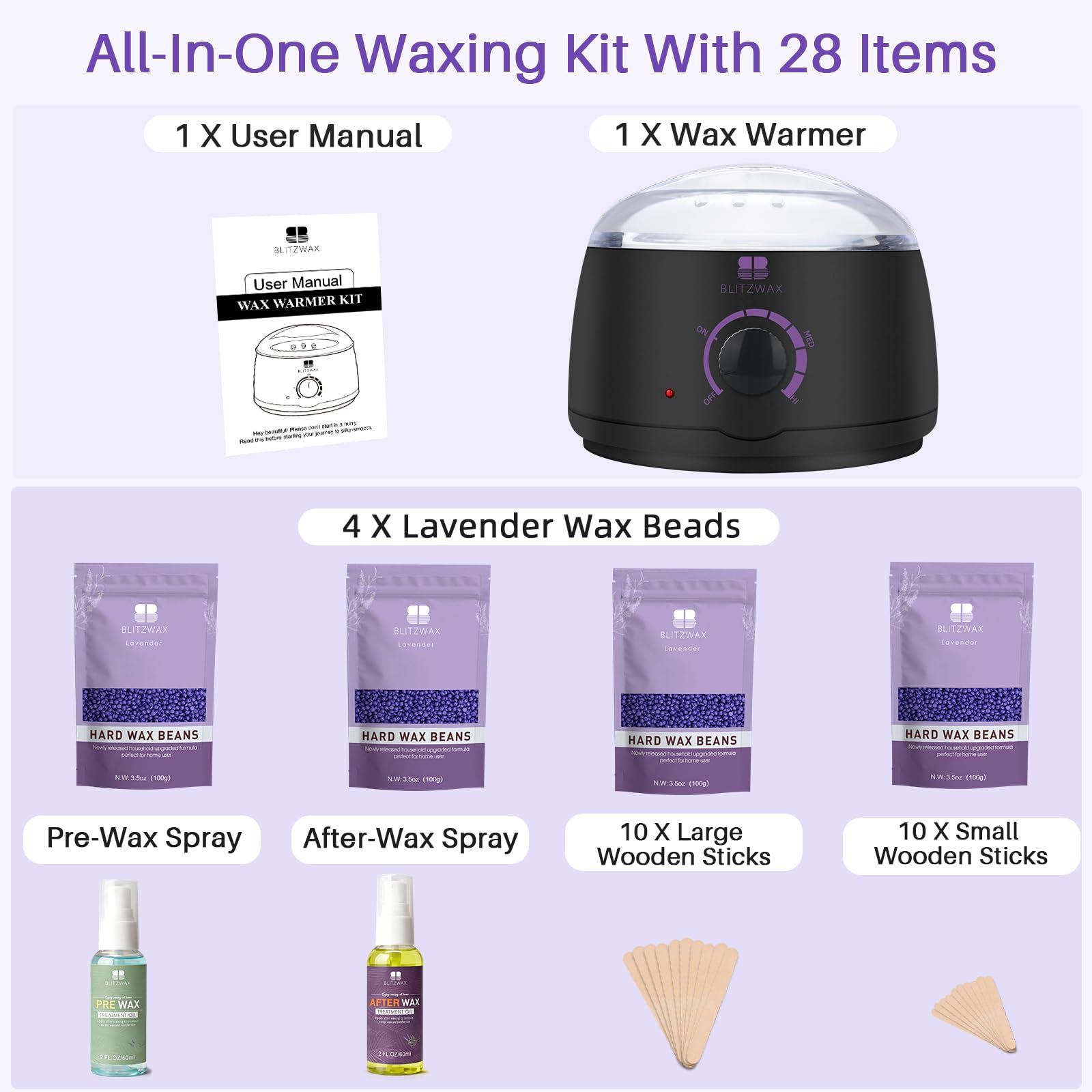 BLITZWAX post-wax oil bottle to soothe skin after waxing