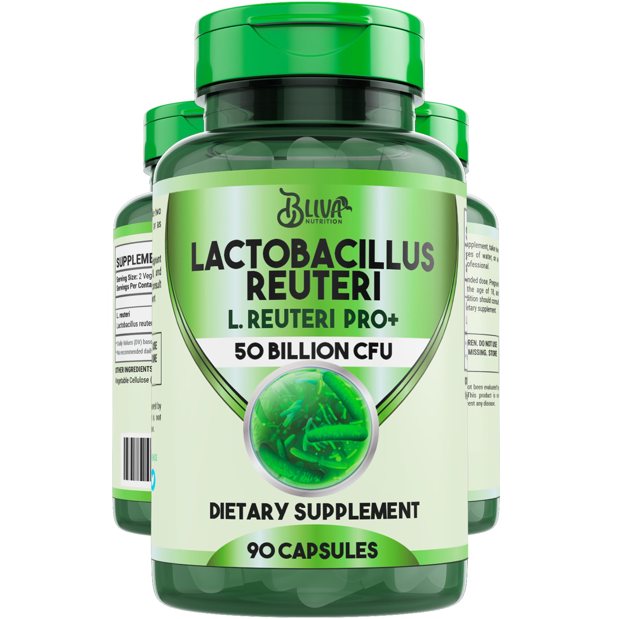 Bliva Nutrition L Reuteri capsules bottle front perfect for daily digestive support