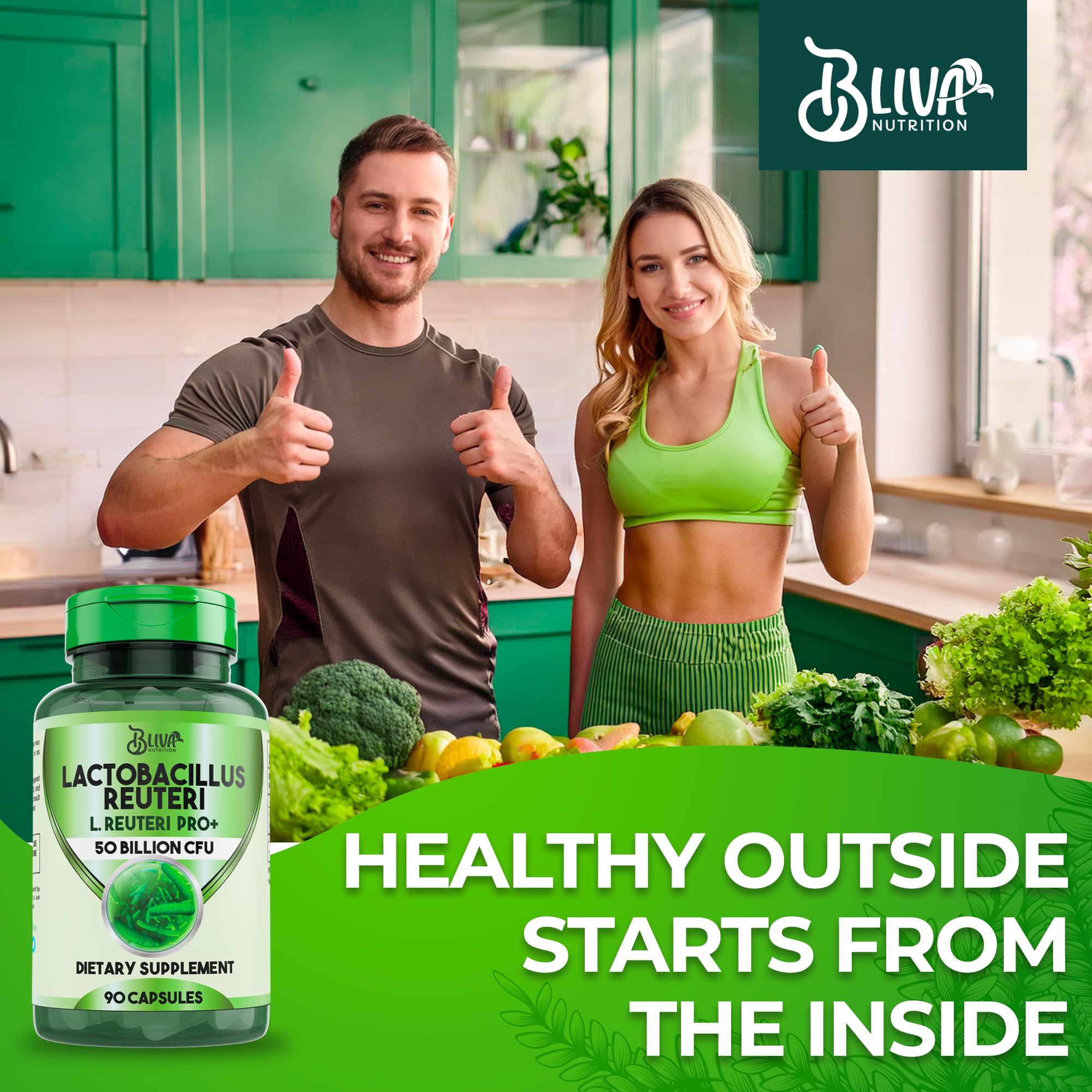 Lifestyle scene featuring Bliva Nutrition L Reuteri for everyday wellness