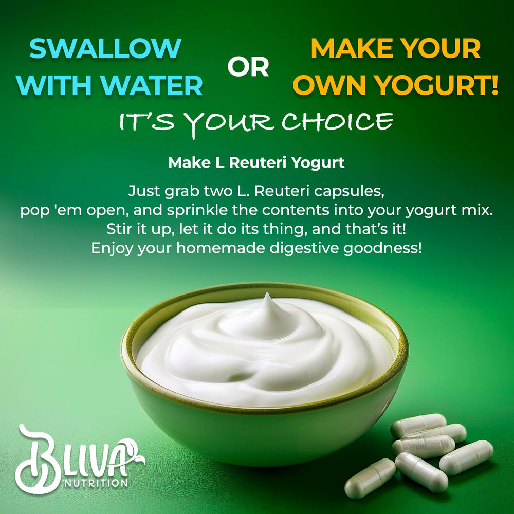 Bliva Nutrition L Reuteri packaging back with serving details