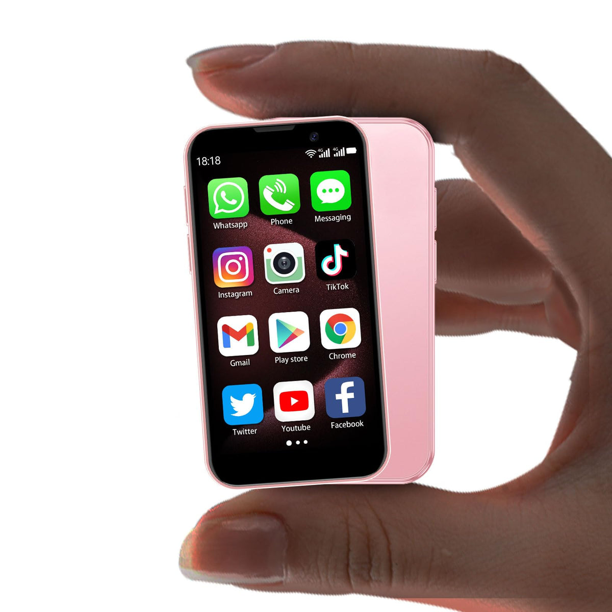 BLKE Max Mini Phone pink front view shows a compact unlocked device for everyday carry