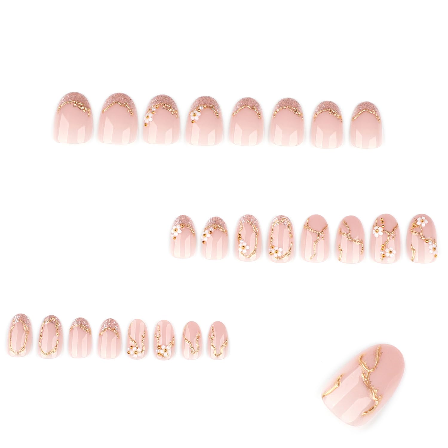 Bloazife spring gold lines nails add subtle shine to casual and formal outfits.