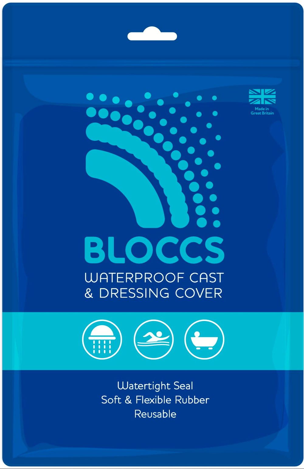 BLOCCS natural rubber texture provides flexible wear during baths.
