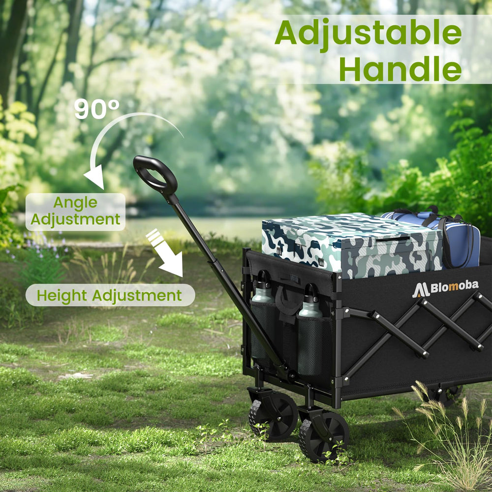 Blomoba wagon folds compactly for easy storage in cars or closets.